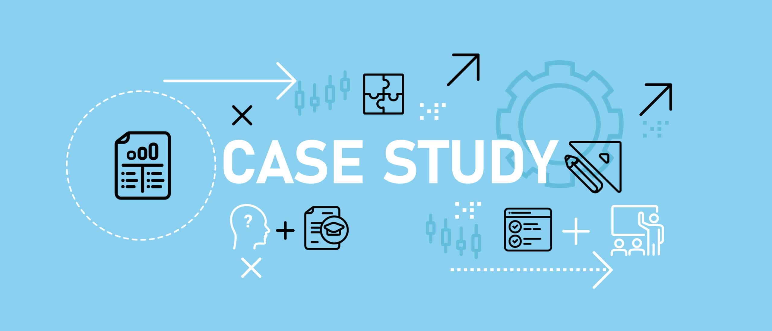 case study concept research learn lesson knowledge course studies investigation report information analyzing data design set icon outline collection